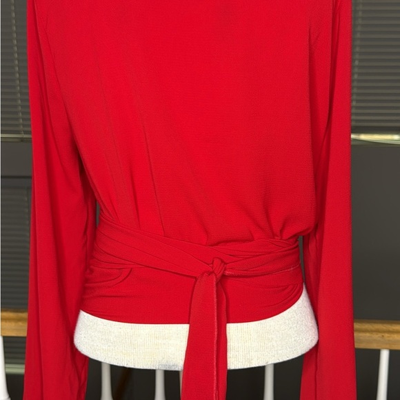 Fashion Nova Bold Red Wrap Blouse Large - Picture 5 of 7